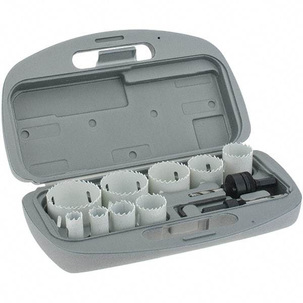 Value Collection - 9 Piece, 3/4" to 2-1/4" Saw Diam, Maintenance Hole Saw Kit - Bi-Metal, Includes 6 Hole Saws - Strong Tooling