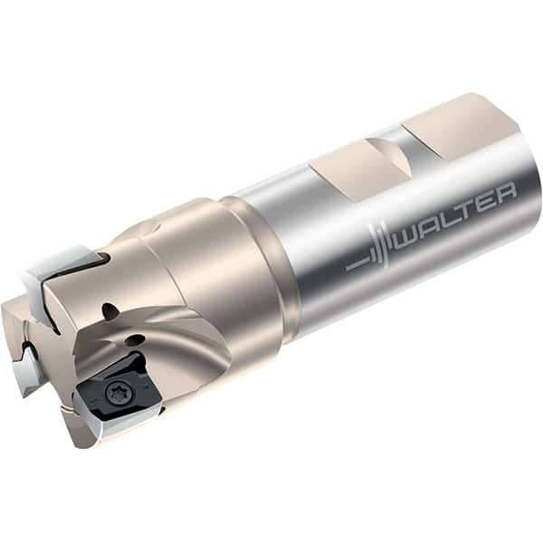 Walter - 40mm Cut Diam, 13mm Max Depth of Cut, 32mm Shank Diam, 110mm OAL, Indexable Square Shoulder End Mill - Multiple Insert Styles, Weldon Shank, 90° Lead Angle, Through Coolant, Series Xtra-tec - Strong Tooling