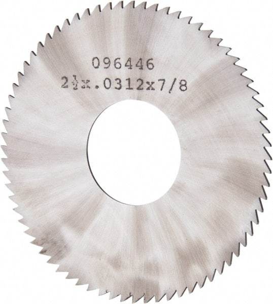 Made in USA - 2-1/2" Diam x 0.0313" Blade Thickness x 7/8" Arbor Hole Diam, 72 Tooth Slitting and Slotting Saw - Arbor Connection, Solid Carbide, Concave Ground - Strong Tooling