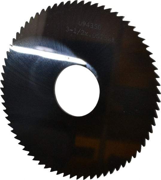 Made in USA - 3-1/2" Diam x 1/16" Blade Thickness x 1" Arbor Hole Diam, 72 Tooth Slitting and Slotting Saw - Arbor Connection, Solid Carbide, Concave Ground - Strong Tooling