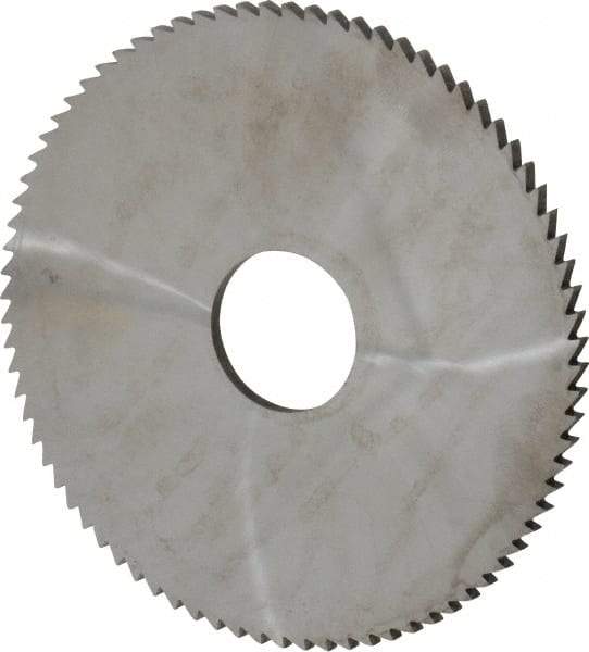 Made in USA - 4" Diam x 1/8" Blade Thickness x 1" Arbor Hole Diam, 80 Tooth Slitting and Slotting Saw - Arbor Connection, Right Hand, Uncoated, Solid Carbide, 5° Rake, Concave Ground - Strong Tooling