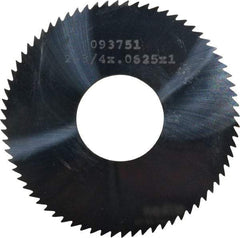 Made in USA - 2-3/4" Diam x 1/16" Blade Thickness x 1" Arbor Hole Diam, 72 Tooth Slitting and Slotting Saw - Arbor Connection, Uncoated, Solid Carbide, Concave Ground - Strong Tooling