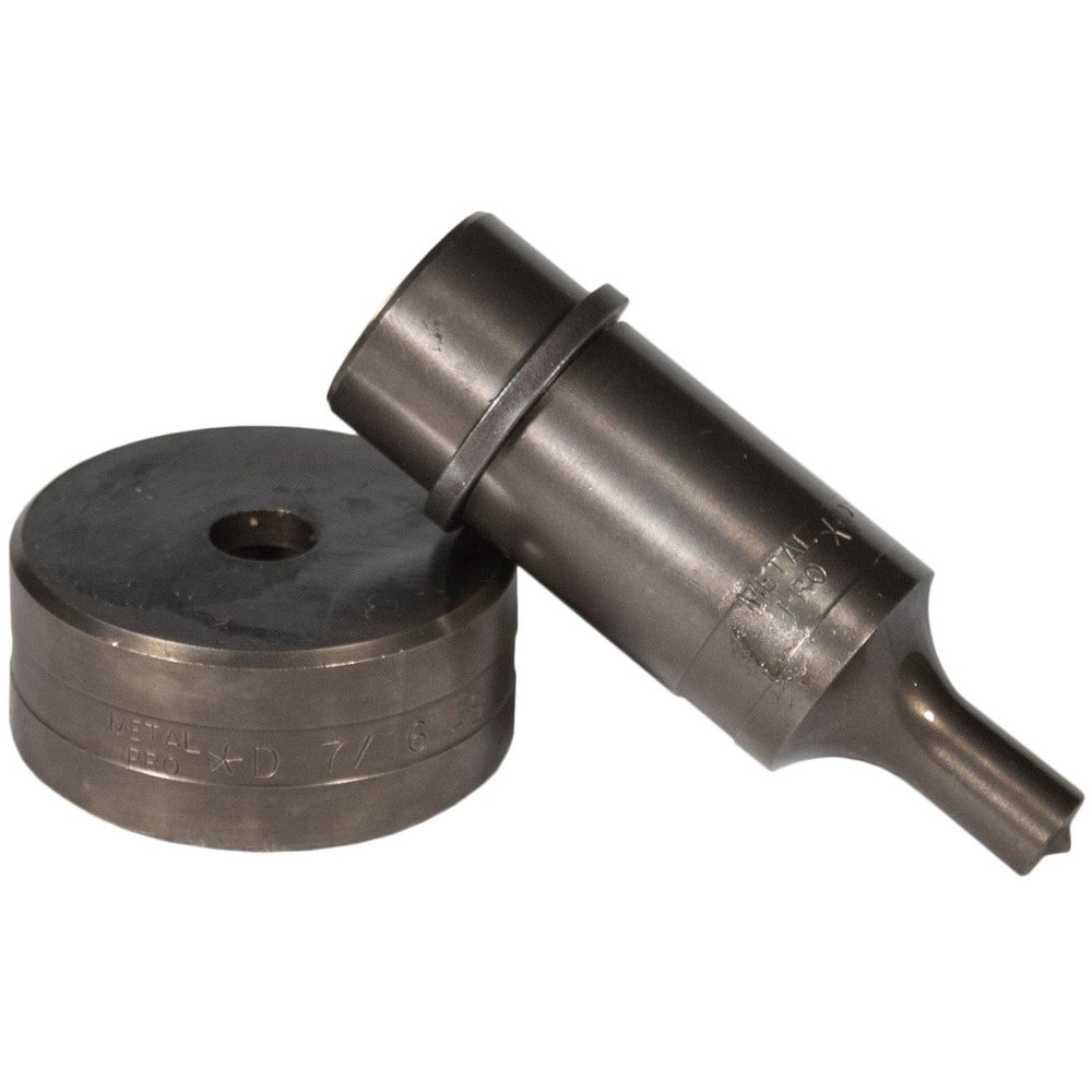 Ironworker Punch & Die Sets; Set Type: Punch & Die; Shape: Round; Punch/Die Shape: Round; Die Length: 2 in; Die Width: 1/2 in; Die Diameter: 1/2 in; Punch Length: 3.31 in; Punch Width: 1 in; Punch Diameter: 1 in; Number Of Pieces: 1; Punch Width/Diameter