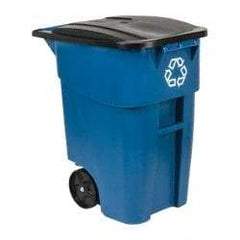 Rubbermaid - 50 Gal Blue Rectangle Recycling Container - Polyethylene, 36-1/2" High x 28-1/2" Long x 23.38" Wide - Strong Tooling