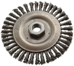 Weiler - 5" OD, 5/8-11 Arbor Hole, Knotted Steel Wheel Brush - 3/16" Face Width, 7/8" Trim Length, 0.02" Filament Diam, 12,500 RPM - Strong Tooling