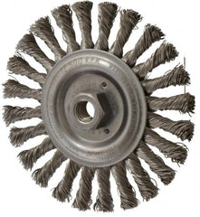 Weiler - 6" OD, 5/8-11 Arbor Hole, Knotted Stainless Steel Wheel Brush - 1/2" Face Width, 1-3/8" Trim Length, 0.023" Filament Diam, 12,500 RPM - Strong Tooling