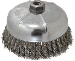 Weiler - 6" Diam, 5/8-11 Threaded Arbor, Steel Fill Cup Brush - 0.023 Wire Diam, 1-3/8" Trim Length, 6,600 Max RPM - Strong Tooling