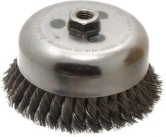 Weiler - 6" Diam, 5/8-11 Threaded Arbor, Steel Fill Cup Brush - 0.023 Wire Diam, 1-3/8" Trim Length, 6,600 Max RPM - Strong Tooling