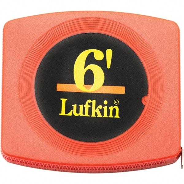 Lufkin - 6' x 1/4" Yellow Steel Blade Tape Measure - 1/16" Graduation, Inch Graduation Style, Black Vinyl Clad Steel Case - Strong Tooling