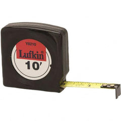 Lufkin - 10' x 1/2" Yellow Steel Blade Tape Measure - 1/16 & 1/32" Graduation, Black Steel Case - Strong Tooling