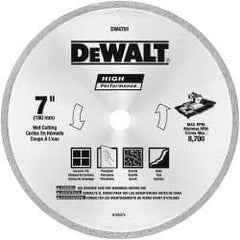 DeWALT - 7" Diam, 5/8 & 7/8" Arbor Hole Diam, Wet & Dry Cut Saw Blade - Diamond-Tipped, Straight Action, Standard Round Arbor - Strong Tooling