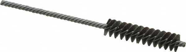 Made in USA - 3/8" Diam Helical Steel Tube Brush - Double Spiral, 0.005" Filament Diam, 1-1/2" Brush Length, 4" OAL, 1/8" Diam Galvanized Steel Shank - Strong Tooling