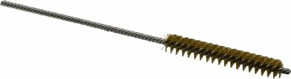 Made in USA - 1/4" Diam Helical Brass Tube Brush - Double Spiral, 0.005" Filament Diam, 1-1/2" Brush Length, 4" OAL, 0.091" Diam Stainless Steel Shank - Strong Tooling