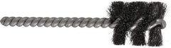 Made in USA - 7/8" Diam Helical Steel Tube Brush - Single Spiral, 0.006" Filament Diam, 1" Brush Length, 3-1/2" OAL, 0.213" Diam Stainless Steel Shank - Strong Tooling