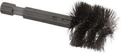 Made in USA - 7/8 Inch Inside Diameter, 1 Inch Actual Brush Diameter, Stainless Steel, Power Fitting and Cleaning Brush - 1/4 Shank Diameter, 2-3/4 Inch Long, Hex Shaft Stem - Strong Tooling