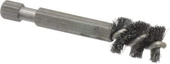 Made in USA - 3/8 Inch Inside Diameter, 1/2 Inch Actual Brush Diameter, Carbon Steel, Power Fitting and Cleaning Brush - 1/4 Shank Diameter, 2-3/4 Inch Long, Hex Shaft Stem - Strong Tooling