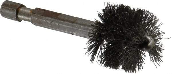 Made in USA - 3/4 Inch Inside Diameter, 7/8 Inch Actual Brush Diameter, Carbon Steel, Power Fitting and Cleaning Brush - 1/4 Shank Diameter, 2-3/4 Inch Long, Hex Shaft Stem - Strong Tooling