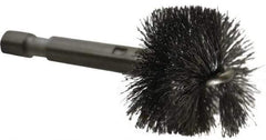 Made in USA - 1 Inch Inside Diameter, 1-1/8 Inch Actual Brush Diameter, Carbon Steel, Power Fitting and Cleaning Brush - 1/4 Shank Diameter, 2-3/4 Inch Long, Hex Shaft Stem - Strong Tooling