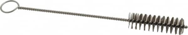 PRO-SOURCE - 2-1/2" Long x 3/4" Diam Stainless Steel Twisted Wire Bristle Brush - Single Spiral, 9" OAL, 0.008" Wire Diam, 0.142" Shank Diam - Strong Tooling