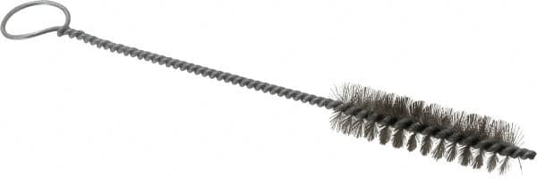 PRO-SOURCE - 2-1/2" Long x 13/16" Diam Stainless Steel Twisted Wire Bristle Brush - Single Spiral, 9" OAL, 0.008" Wire Diam, 0.142" Shank Diam - Strong Tooling