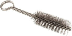 Made in USA - 2-1/2" Long x 7/8" Diam Stainless Steel Twisted Wire Bristle Brush - Double Spiral, 5-1/2" OAL, 0.01" Wire Diam, 0.162" Shank Diam - Strong Tooling