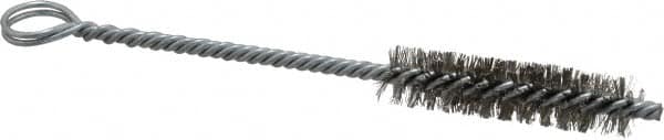 Made in USA - 2" Long x 1/2" Diam Stainless Steel Twisted Wire Bristle Brush - Double Spiral, 5-1/2" OAL, 0.006" Wire Diam, 0.162" Shank Diam - Strong Tooling
