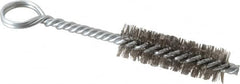 Made in USA - 2-1/2" Long x 3/4" Diam Stainless Steel Twisted Wire Bristle Brush - Double Spiral, 5-1/2" OAL, 0.01" Wire Diam, 0.235" Shank Diam - Strong Tooling