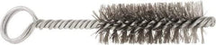 Made in USA - 2-1/2" Long x 7/8" Diam Stainless Steel Twisted Wire Bristle Brush - Double Spiral, 5-1/2" OAL, 0.01" Wire Diam, 0.235" Shank Diam - Strong Tooling