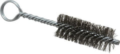 Made in USA - 2-1/2" Long x 1" Diam Stainless Steel Twisted Wire Bristle Brush - Double Spiral, 5-1/2" OAL, 0.01" Wire Diam, 0.235" Shank Diam - Strong Tooling