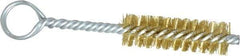 Made in USA - 2-1/2" Long x 3/4" Diam Brass Twisted Wire Bristle Brush - Double Spiral, 5-1/2" OAL, 0.01" Wire Diam, 0.235" Shank Diam - Strong Tooling