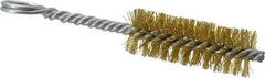 Made in USA - 2-1/2" Long x 7/8" Diam Brass Twisted Wire Bristle Brush - Double Spiral, 5-1/2" OAL, 0.01" Wire Diam, 0.235" Shank Diam - Strong Tooling