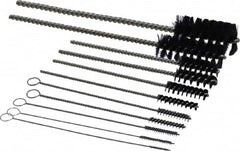 PRO-SOURCE - 11 Piece Nylon Hand Tube Brush Set - 3/4" to 1-1/2" Brush Length, 4" OAL, 0.034" Shank Diam, Includes Brush Diams 1/4", 5/16", 3/8", 1/2" & 3/4" - Strong Tooling