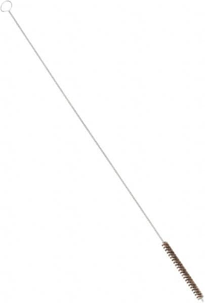 PRO-SOURCE - 4" Long x 3/8" Diam Horsehair Bristle Brush - Single Spiral, 26" OAL, 0.008" Filament Diam, 0.13" Shank Diam - Strong Tooling