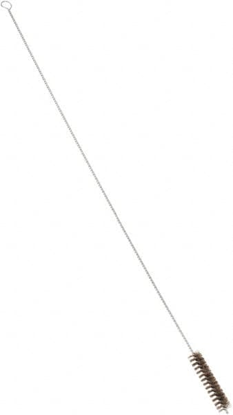 PRO-SOURCE - 4-1/2" Long x 1" Diam Horsehair Bristle Brush - Single Spiral, 40-1/2" OAL, 0.008" Filament Diam, 0.187" Shank Diam - Strong Tooling