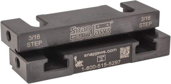 Snap Jaws - 4" Wide x 1.155" High x 0.55" Thick, Step Vise Jaw - Hard, Steel, Fixed Jaw, Compatible with 4" Vises - Strong Tooling