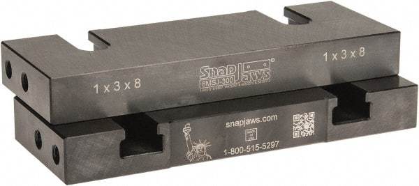 Snap Jaws - 8" Wide x 3" High x 1" Thick, Flat/No Step Vise Jaw - Soft, Steel, Fixed Jaw, Compatible with 8" Vises - Strong Tooling