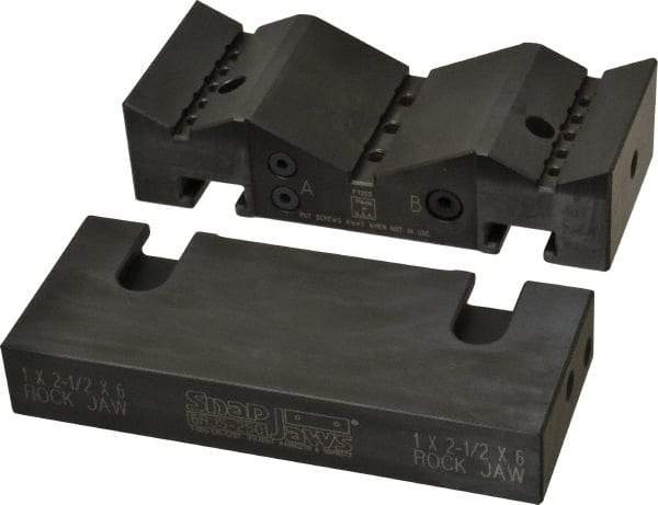 Snap Jaws - 6" Wide x 2-1/2" High x 1-1/2" Thick, V-Groove Vise Jaw - Steel, Fixed Jaw, Compatible with 6" Vises - Strong Tooling