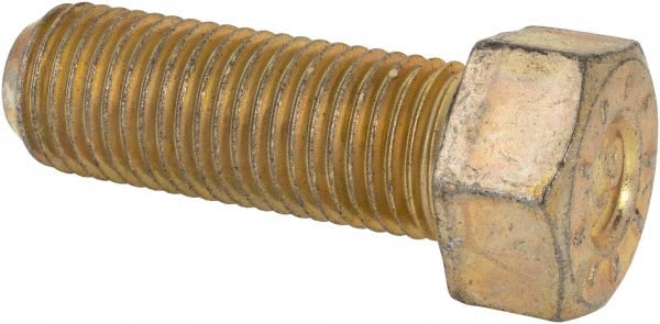 Hex Head Cap Screw: 7/16-20 x 1-1/4″, Grade L9 Steel, Zinc Yellow Dichromate Finish Fully Threaded