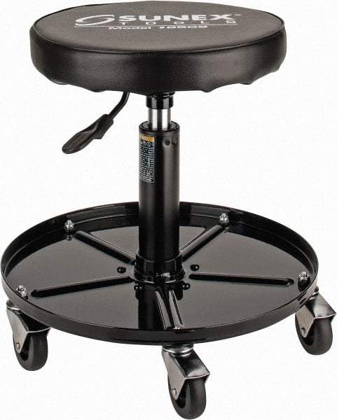 Sunex Tools - 15-1/2 to 20-1/2" High, Adjustable Height Stool - Vinyl Seat, Black - Strong Tooling