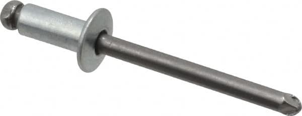 Marson - Button Head Steel Open End Blind Rivet - Steel Mandrel, 0.188" to 1/4" Grip, 3/8" Head Diam, 0.192" to 0.196" Hole Diam, 0.45" Length Under Head, 3/16" Body Diam - Strong Tooling