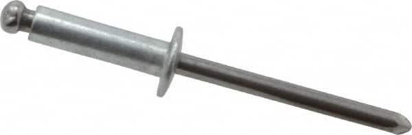 Marson - Button Head Steel Open End Blind Rivet - Steel Mandrel, 0.376" to 1/2" Grip, 3/8" Head Diam, 0.192" to 0.196" Hole Diam, 0.7" Length Under Head, 3/16" Body Diam - Strong Tooling