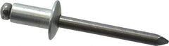 Marson - Button Head Steel Open End Blind Rivet - Steel Mandrel, 0.126" to 1/4" Grip, 1/2" Head Diam, 0.257" to 0.261" Hole Diam, 1/2" Length Under Head, 1/4" Body Diam - Strong Tooling