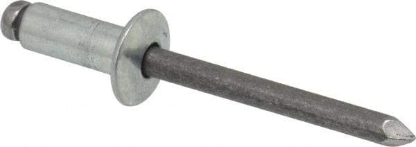 Marson - Button Head Steel Open End Blind Rivet - Steel Mandrel, 0.251" to 3/8" Grip, 1/2" Head Diam, 0.257" to 0.261" Hole Diam, 5/8" Length Under Head, 1/4" Body Diam - Strong Tooling