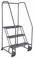 PW Platforms - 3 Step, 60 Inch Overall Height, Grip Strut Tread, Tilt and Roll Safety Ladder - 350 Lb. Load Capacity, 30 Inch Platform Height, 28 Inch Base Width x 30 Inch Base Depth - Strong Tooling