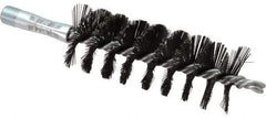 Schaefer Brush - 4-1/2" Brush Length, 1-3/4" Diam, Double Stem, Single Spiral Flue Brush - 7-1/2" Long, Tempered Steel Wire, 1/4" NPSM Male Connection - Strong Tooling