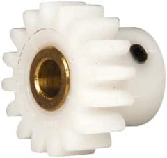 Made in USA - 24 Pitch, 0.667" Pitch Diam, 3/4" OD, 16 Tooth Spur Gear - 1/4" Face Width, 3/16" Bore Diam, 31/64" Hub Diam, 20° Pressure Angle, Acetal - Strong Tooling