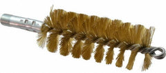 Schaefer Brush - 4-1/2" Brush Length, 1-3/4" Diam, Double Stem, Single Spiral Tube Brush - 8" Long, Brass, 1/4" NPSM Male Connection - Strong Tooling