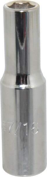 Proto - 7/16", 1/2" Drive, Deep Hand Socket - 6 Points, 3-1/4" OAL, Chrome Finish - Strong Tooling