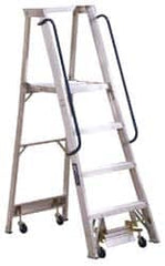 Louisville - 48" 4 Step Ladder - Rolling Platform Ladder, 300 Lb Capacity, 4" Platform Height, 24-1/4" Base Width x 44-3/4" Base Depth - Strong Tooling