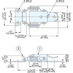 Latches; Type: Spring Loaded Compression Draw Latch; Length (mm): 61.00; Width (mm): 46.00; Height (mm): 16.0000; Finish/Coating: Polished; Distance Between Mounting Hole Centers: 25; Minimum Order Quantity: 304 Stainless Steel; Material: 304 Stainless St